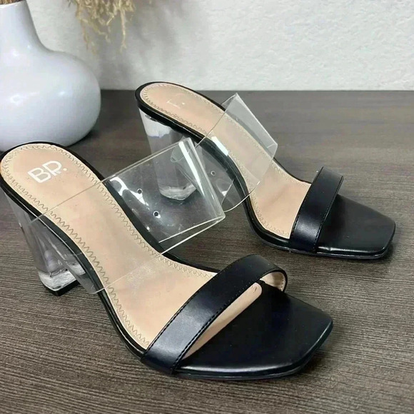 COPY - NEW -BP - Slide Sandal Naomi Black Clear Block Heel Womens - Picture 3 of 12
